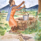 A Woman Fetching Water/Vettä noutava nainen, 1993 - Bernard Liumako, 14v, Tanzania