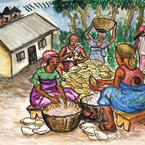 Farmers at Work (Harvesting Cocoa), 1996 - Fahrydeen Musah, 16v, Ghana