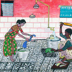 People  at work at home, 1983 - Manoj S. Gupta, 10v, India