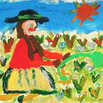 La hilandera en el campo, 1983 - Maria Gabriela Bacerra Campos, 11v, Bolivia